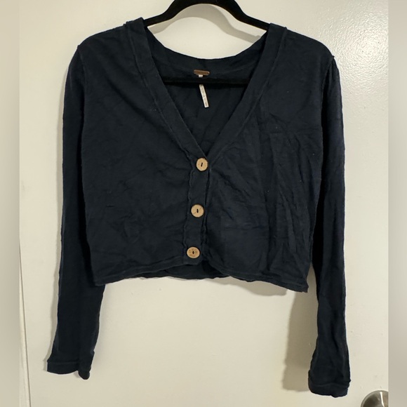 Free People Cropped Button Front Sweater Cardigan - Picture 1 of 4